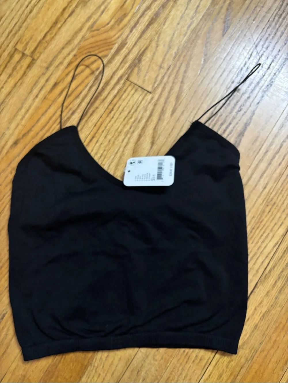 Free People Black Women's Spaghetti Strap Crop Tank Top